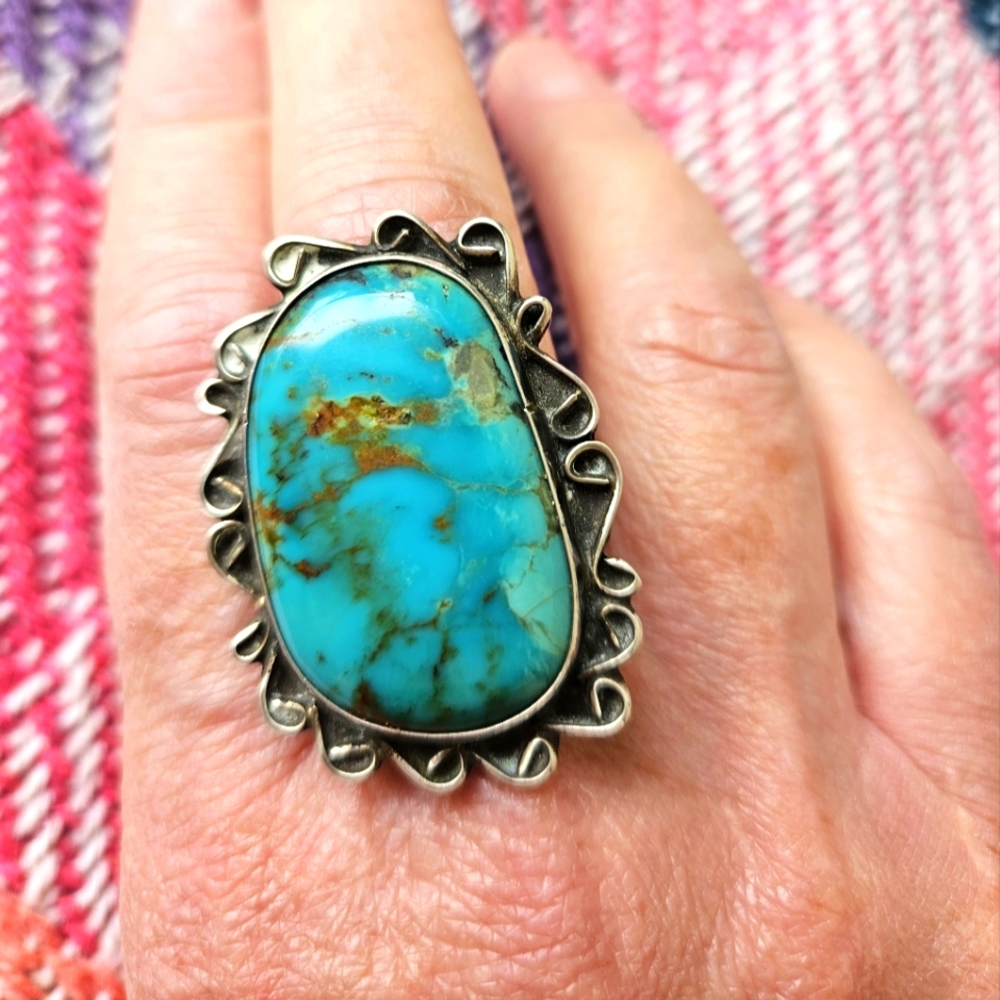 Vintage Navajo Turquoise Sterling Silver Ring